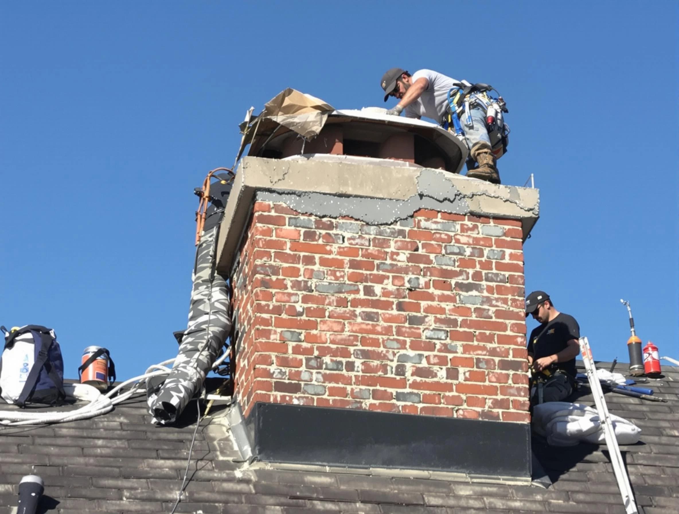 Leeds Chimney Sweep installing a custom chimney crown in Leeds, AL