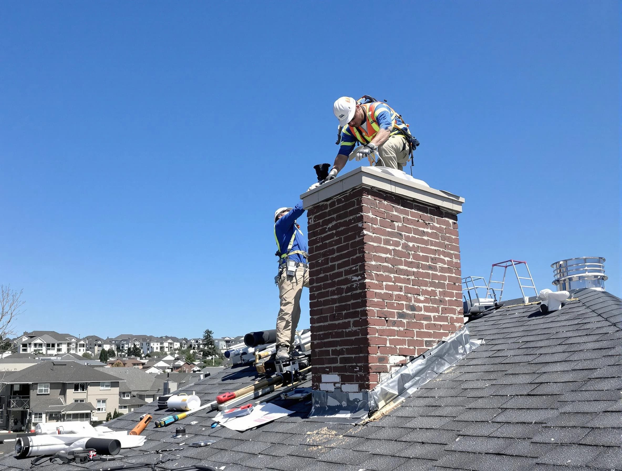 Leeds Chimney Sweep repairing a chimney crown in Leeds, AL