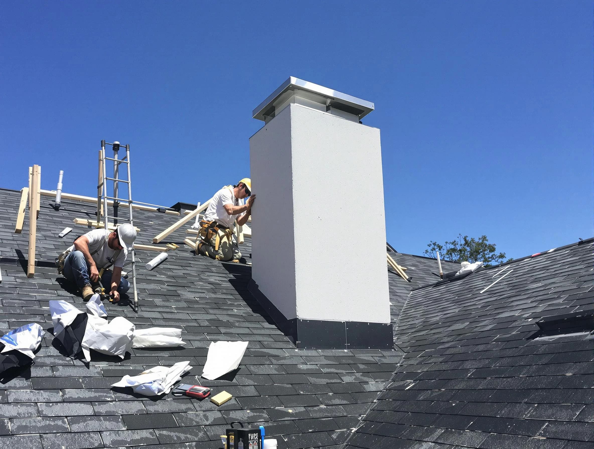 Leeds Chimney Sweep crew installing a new chimney in Leeds, AL