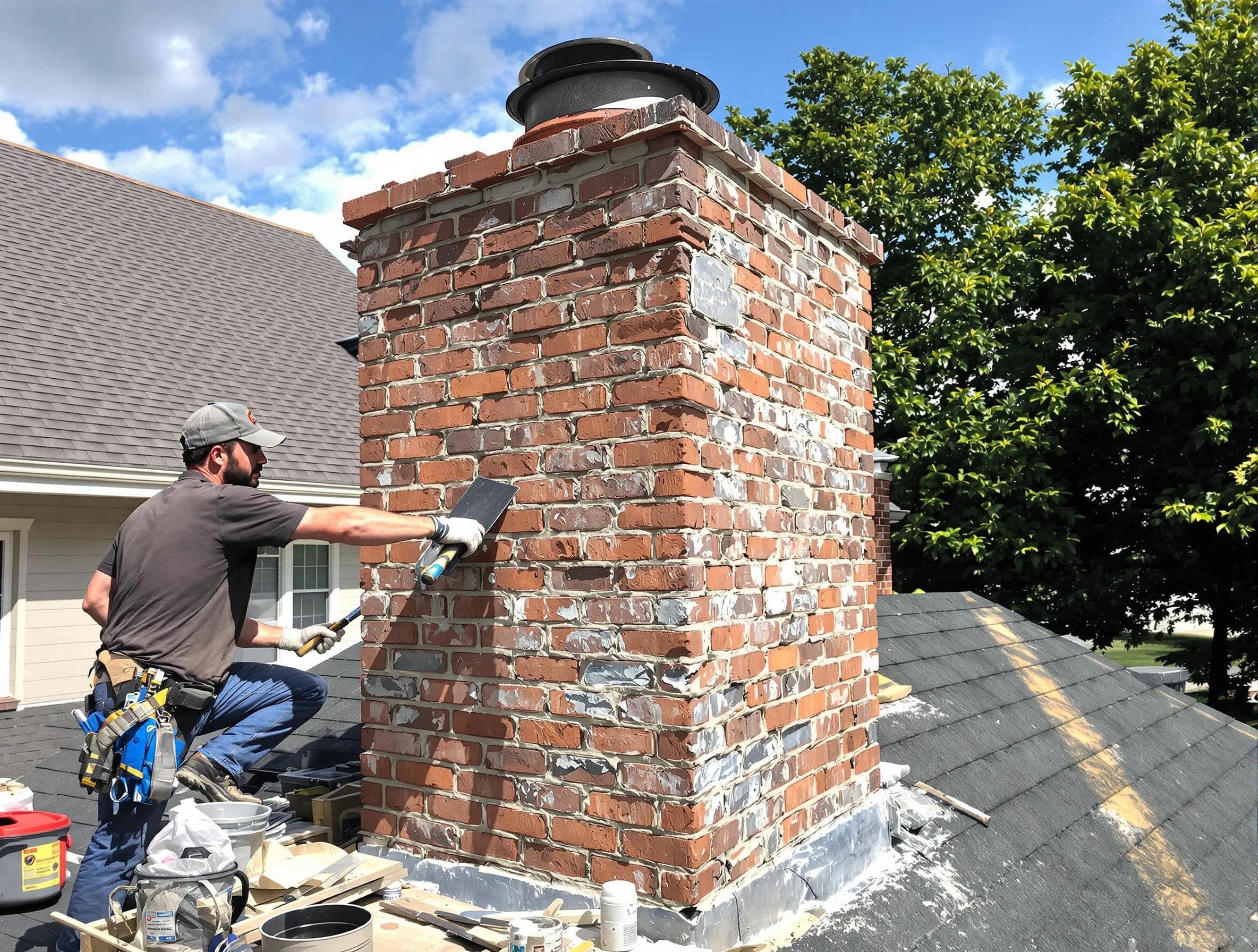 Completed chimney rebuild by Leeds Chimney Sweep in Leeds, AL