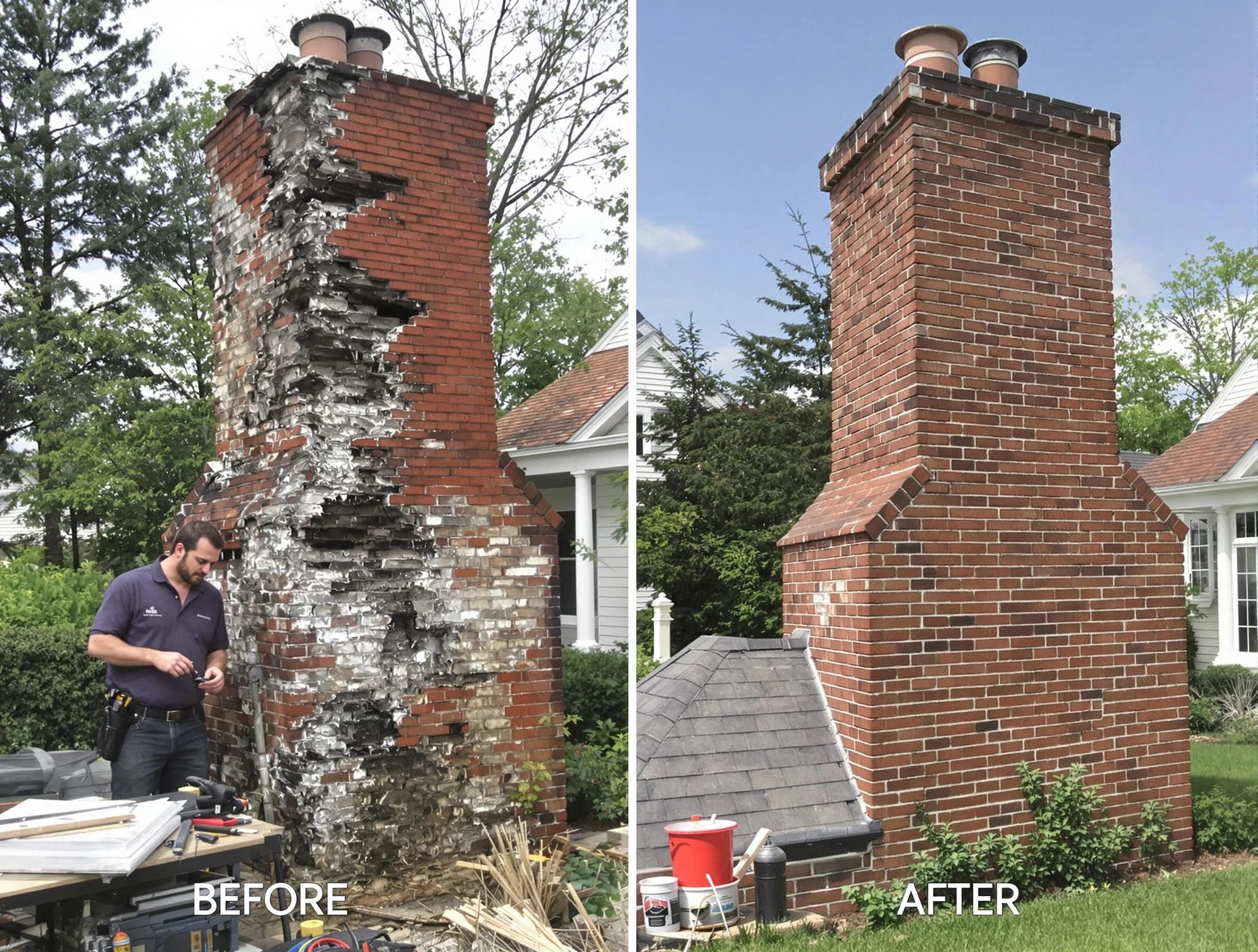 Leeds Chimney Sweep performing a full chimney restoration in Leeds, AL