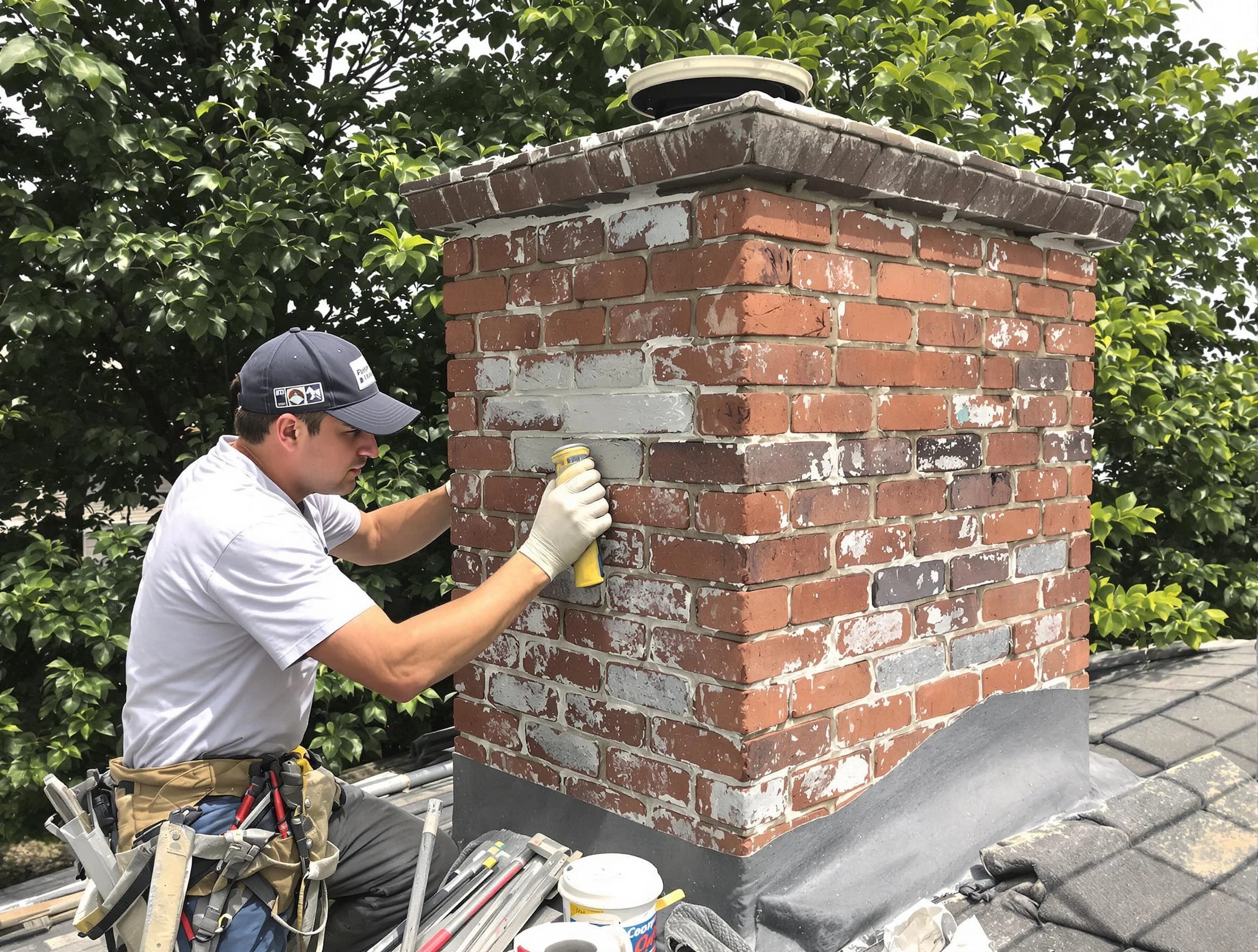 Leeds Chimney Sweep restoring an aging chimney in Leeds, AL