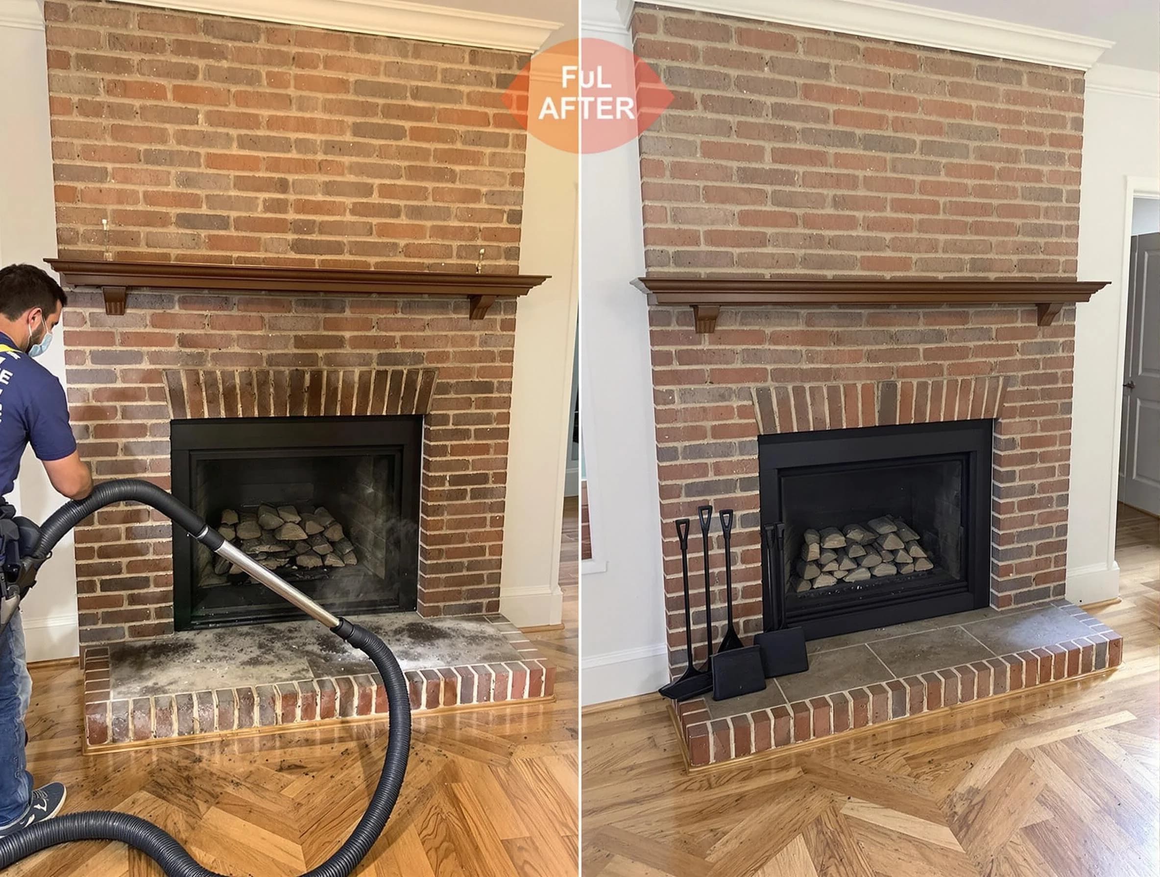 Leeds Chimney Sweep carefully sanitizing a fireplace in Leeds, AL