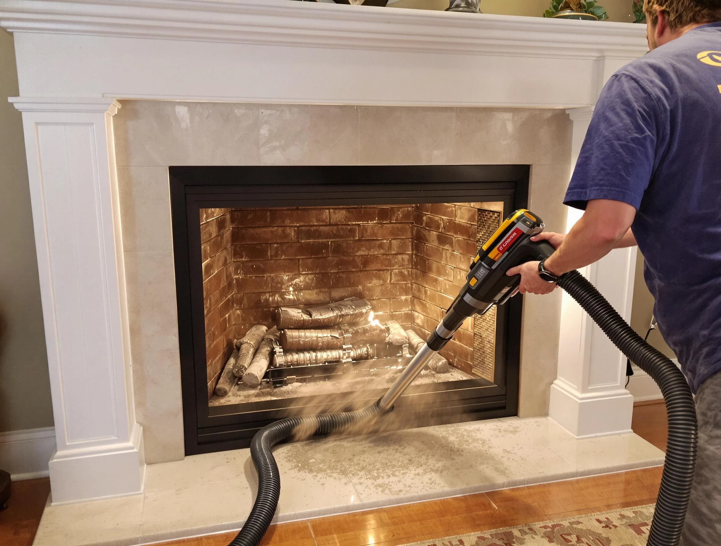 Fireplace cleaning performed by Leeds Chimney Sweep in Leeds, AL