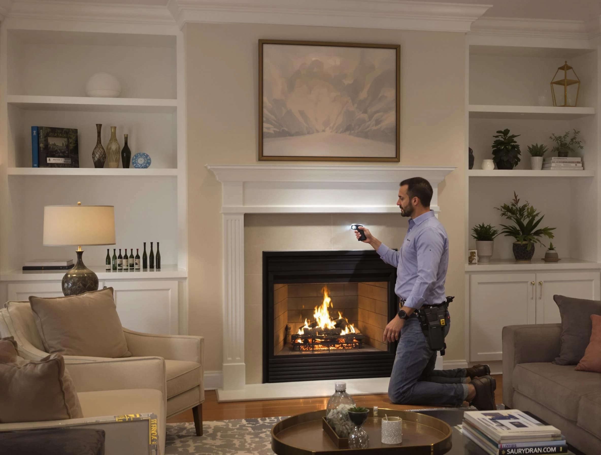 Leeds Chimney Sweep conducting a fireplace safety inspection in Leeds, AL