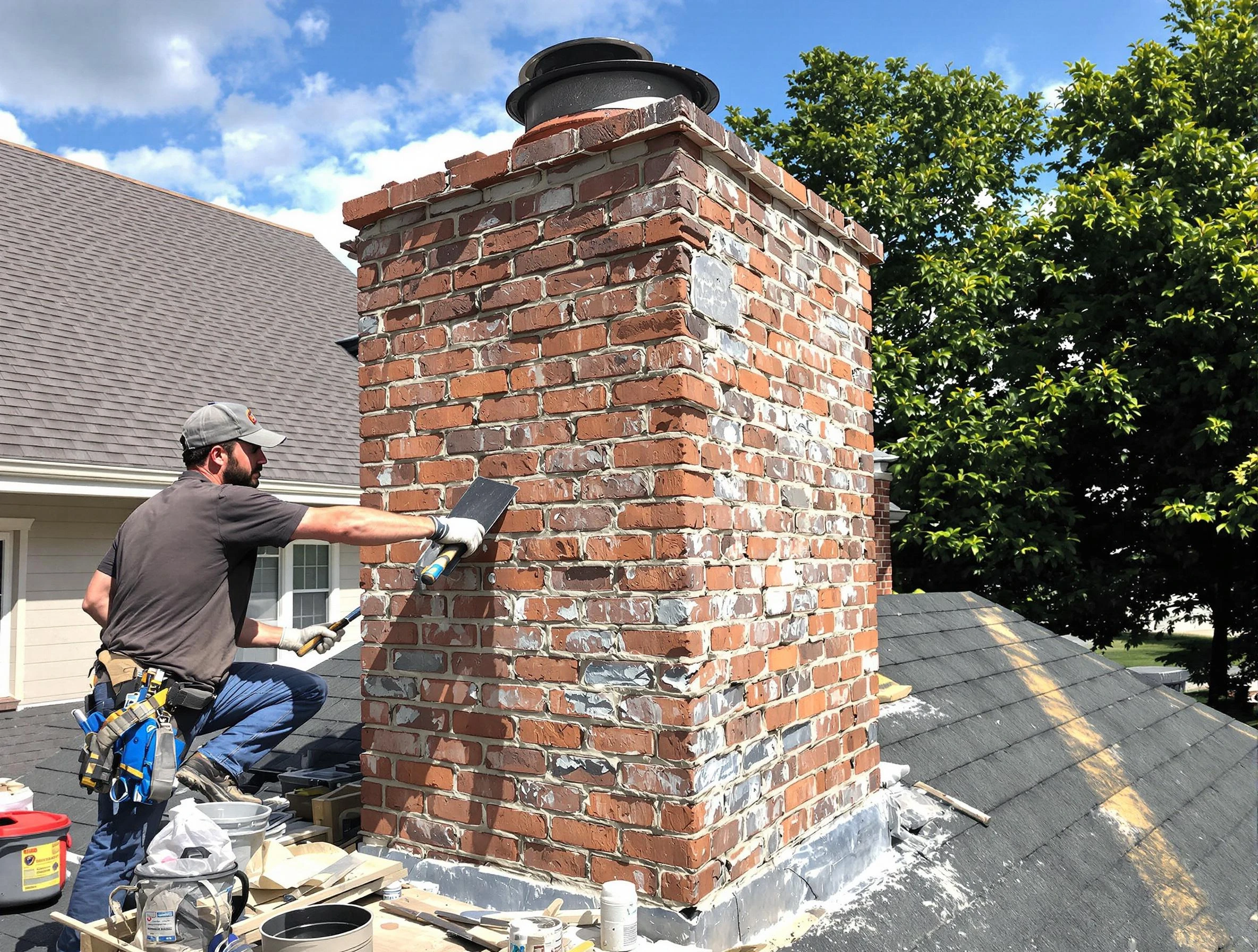 Completed chimney rebuild by Leeds Chimney Sweep in Leeds, AL