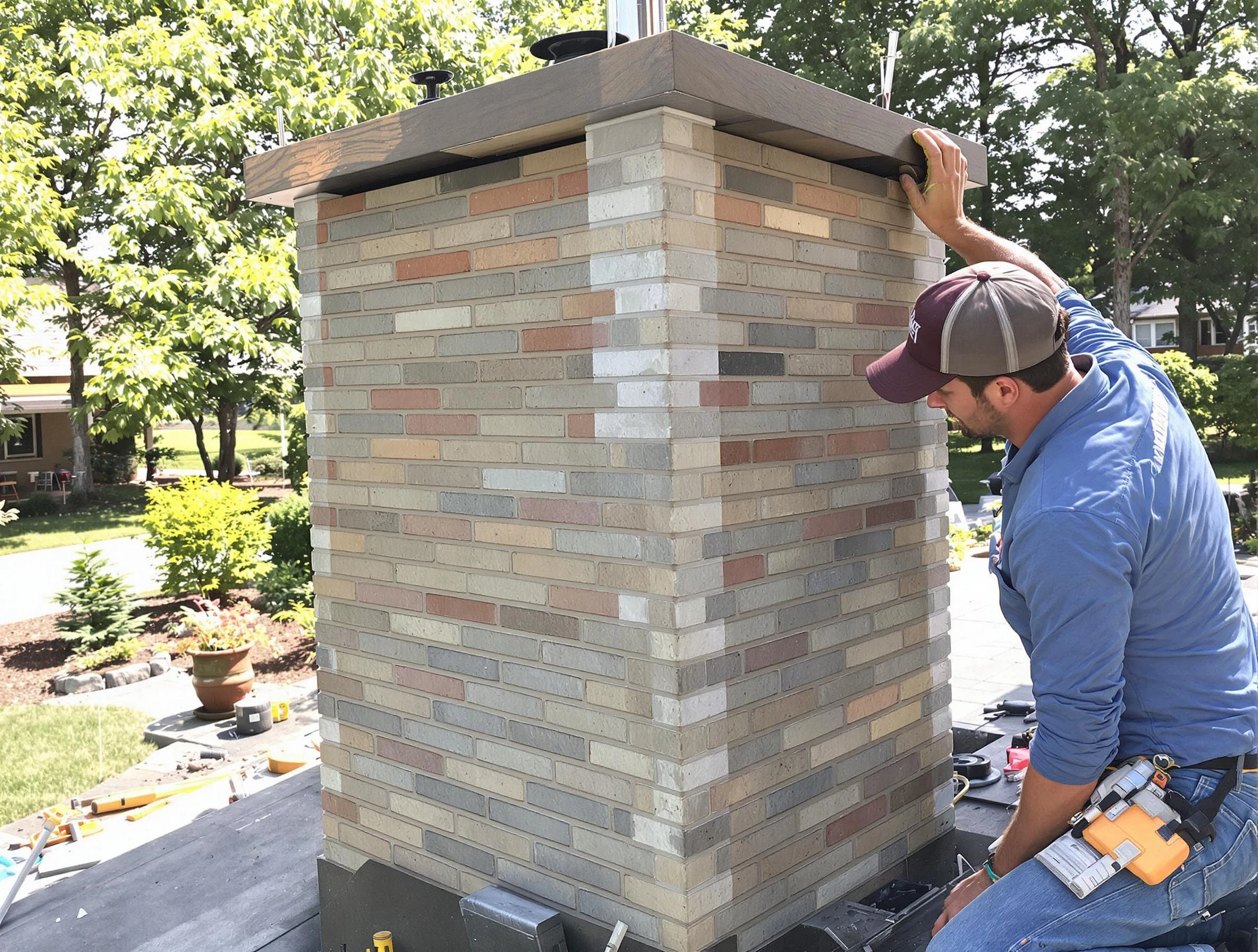 Leeds Chimney Sweep completing a modern chimney remodel in Leeds, AL