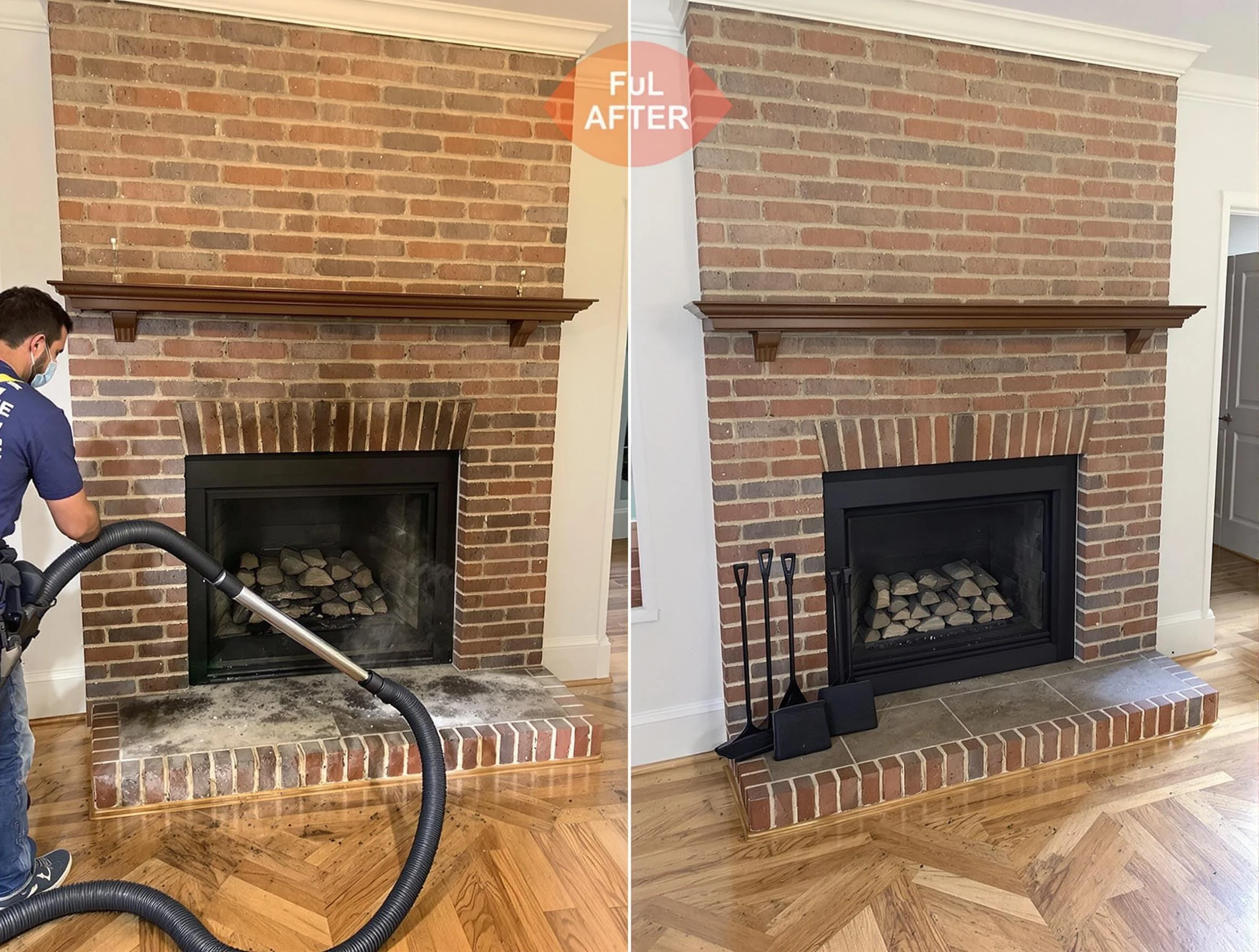 Leeds Chimney Sweep carefully sanitizing a fireplace in Leeds, AL